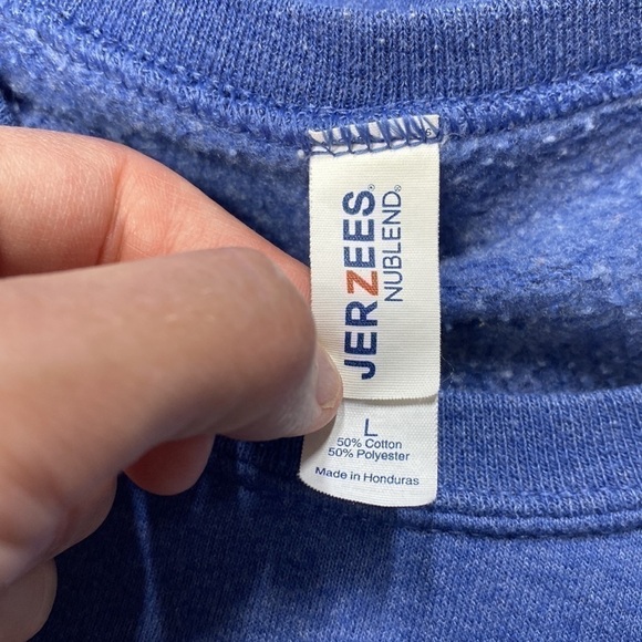 Jerzees Kitty Cat Floral Blue Sweatshirt Size Large - Picture 3 of 7